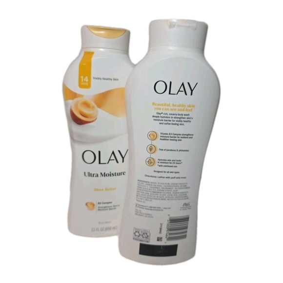 Olay Ultra Moisture Shea‎ Butter Body Wash 22 oz Vitamin B3 Hydrating Lot of 2 - Picture 3 of 3